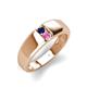 3 - Ethan 3.00 mm Round Blue Sapphire and Pink Sapphire 2 Stone Men Wedding Ring 