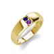3 - Ethan 3.00 mm Round Blue Sapphire and Amethyst 2 Stone Men Wedding Ring 