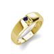 3 - Ethan 3.00 mm Round Blue Sapphire and Yellow Sapphire 2 Stone Men Wedding Ring 