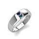 3 - Ethan 3.00 mm Round Blue Sapphire and London Blue Topaz 2 Stone Men Wedding Ring 