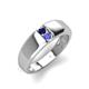 3 - Ethan 3.00 mm Round Blue Sapphire and Tanzanite 2 Stone Men Wedding Ring 