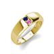 3 - Ethan 3.00 mm Round Blue Sapphire and Pink Sapphire 2 Stone Men Wedding Ring 