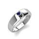 3 - Ethan 3.00 mm Round Blue Sapphire and Black Diamond 2 Stone Men Wedding Ring 