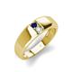 3 - Ethan 3.00 mm Round Blue Sapphire and Opal 2 Stone Men Wedding Ring 