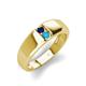 3 - Ethan 3.00 mm Round Blue Sapphire and Turquoise 2 Stone Men Wedding Ring 