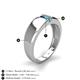 4 - Ethan 3.00 mm Round Blue Sapphire and Turquoise 2 Stone Men Wedding Ring 