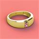 2 - Ethan 3.00 mm Round Smoky Quartz and Pink Sapphire 2 Stone Men Wedding Ring 