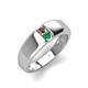 3 - Ethan 3.00 mm Round Smoky Quartz and Emerald 2 Stone Men Wedding Ring 