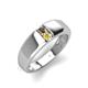 3 - Ethan 3.00 mm Round Smoky Quartz and Yellow Sapphire 2 Stone Men Wedding Ring 
