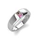 3 - Ethan 3.00 mm Round Smoky Quartz and Pink Sapphire 2 Stone Men Wedding Ring 