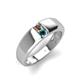 3 - Ethan 3.00 mm Round Smoky Quartz and Blue Diamond 2 Stone Men Wedding Ring 