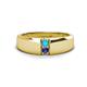 1 - Ethan 3.00 mm Round Turquoise and Iolite 2 Stone Men Wedding Ring 