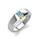 3 - Ethan 3.00 mm Round Turquoise and Yellow Sapphire 2 Stone Men Wedding Ring 