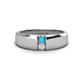1 - Ethan 3.00 mm Round Turquoise and White Sapphire 2 Stone Men Wedding Ring 