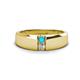 1 - Ethan 3.00 mm Round Turquoise and Diamond 2 Stone Men Wedding Ring 