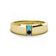 1 - Ethan 3.00 mm Round Turquoise and Blue Sapphire 2 Stone Men Wedding Ring 