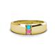 1 - Ethan 3.00 mm Round Turquoise and Pink Sapphire 2 Stone Men Wedding Ring 