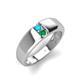 3 - Ethan 3.00 mm Round Turquoise and Emerald 2 Stone Men Wedding Ring 