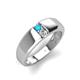 3 - Ethan 3.00 mm Round Turquoise and Lab Grown Diamond 2 Stone Men Wedding Ring 