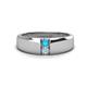 1 - Ethan 3.00 mm Round Turquoise and Aquamarine 2 Stone Men Wedding Ring 