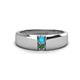 1 - Ethan 3.00 mm Round Turquoise and Lab Created Alexandrite 2 Stone Men Wedding Ring 