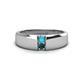 1 - Ethan 3.00 mm Round Turquoise and London Blue Topaz 2 Stone Men Wedding Ring 