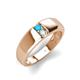 3 - Ethan 3.00 mm Round Turquoise and Opal 2 Stone Men Wedding Ring 