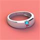 2 - Ethan 3.00 mm Round Turquoise and Pink Tourmaline 2 Stone Men Wedding Ring 