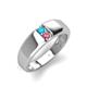 3 - Ethan 3.00 mm Round Turquoise and Pink Tourmaline 2 Stone Men Wedding Ring 