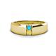 1 - Ethan 3.00 mm Round Turquoise and Yellow Sapphire 2 Stone Men Wedding Ring 