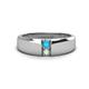 1 - Ethan 3.00 mm Round Turquoise and Opal 2 Stone Men Wedding Ring 