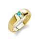 3 - Ethan 3.00 mm Round Turquoise and Opal 2 Stone Men Wedding Ring 
