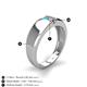 4 - Ethan 3.00 mm Round Turquoise and Pink Tourmaline 2 Stone Men Wedding Ring 