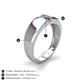4 - Ethan 3.00 mm Round Turquoise and Ruby 2 Stone Men Wedding Ring 