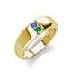 3 - Ethan 3.00 mm Round Tanzanite and Emerald 2 Stone Men Wedding Ring 