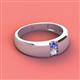 2 - Ethan 3.00 mm Round Tanzanite and White Sapphire 2 Stone Men Wedding Ring 
