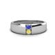 1 - Ethan 3.00 mm Round Tanzanite and Yellow Sapphire 2 Stone Men Wedding Ring 