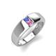3 - Ethan 3.00 mm Round Tanzanite and Pink Sapphire 2 Stone Men Wedding Ring 