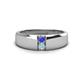 1 - Ethan 3.00 mm Round Tanzanite and Aquamarine 2 Stone Men Wedding Ring 