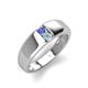 3 - Ethan 3.00 mm Round Tanzanite and Aquamarine 2 Stone Men Wedding Ring 