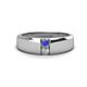 1 - Ethan 3.00 mm Round Tanzanite and Forever One Moissanite 2 Stone Men Wedding Ring 