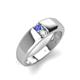 3 - Ethan 3.00 mm Round Tanzanite and Opal 2 Stone Men Wedding Ring 