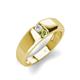 3 - Ethan 3.00 mm Round White Sapphire and Peridot 2 Stone Men Wedding Ring 