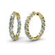 Carisa Aquamarine and Diamond Hoop Earrings Round Aquamarine and Diamond ctw Common Prong Inside Out Womens Hoop Earrings K Yellow Gold