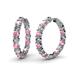 1 - Carisa 11.38 ctw (4.50 mm) Inside Outside Round Pink Tourmaline and Natural Diamond Eternity Hoop Earrings 