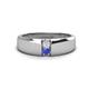 1 - Ethan 3.00 mm Round White Sapphire and Tanzanite 2 Stone Men Wedding Ring 