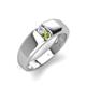 3 - Ethan 3.00 mm Round White Sapphire and Peridot 2 Stone Men Wedding Ring 