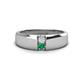 1 - Ethan 3.00 mm Round White Sapphire and Emerald 2 Stone Men Wedding Ring 