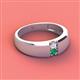 2 - Ethan 3.00 mm Round White Sapphire and Emerald 2 Stone Men Wedding Ring 