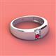 2 - Ethan 3.00 mm Round White Sapphire and Ruby 2 Stone Men Wedding Ring 